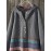 Tribal Print Long Sleeve Hooded Padded Jacket, Casual Button Front Loose Hem Outerwear, Women's Clothing