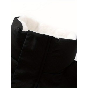 Solid Zip Up Fall & Winter Jacket, Casual Mock Neck Long Sleeve Outerwear, Women's Clothing