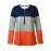 Colorblock Stripe Print Zip Front T-Shirt, Casual Long Sleeve Top For Spring & Fall, Women's Clothing