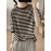 Crew Neck Striped T-Shirt, Random Print Casual Top For Summer & Spring, Women's Clothing