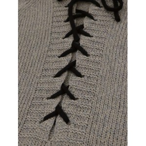 Solid Lace Up Drawstring Hooded Sweater, Casual Long Sleeve Loose Sweater For Fall & Winter, Women's Clothing